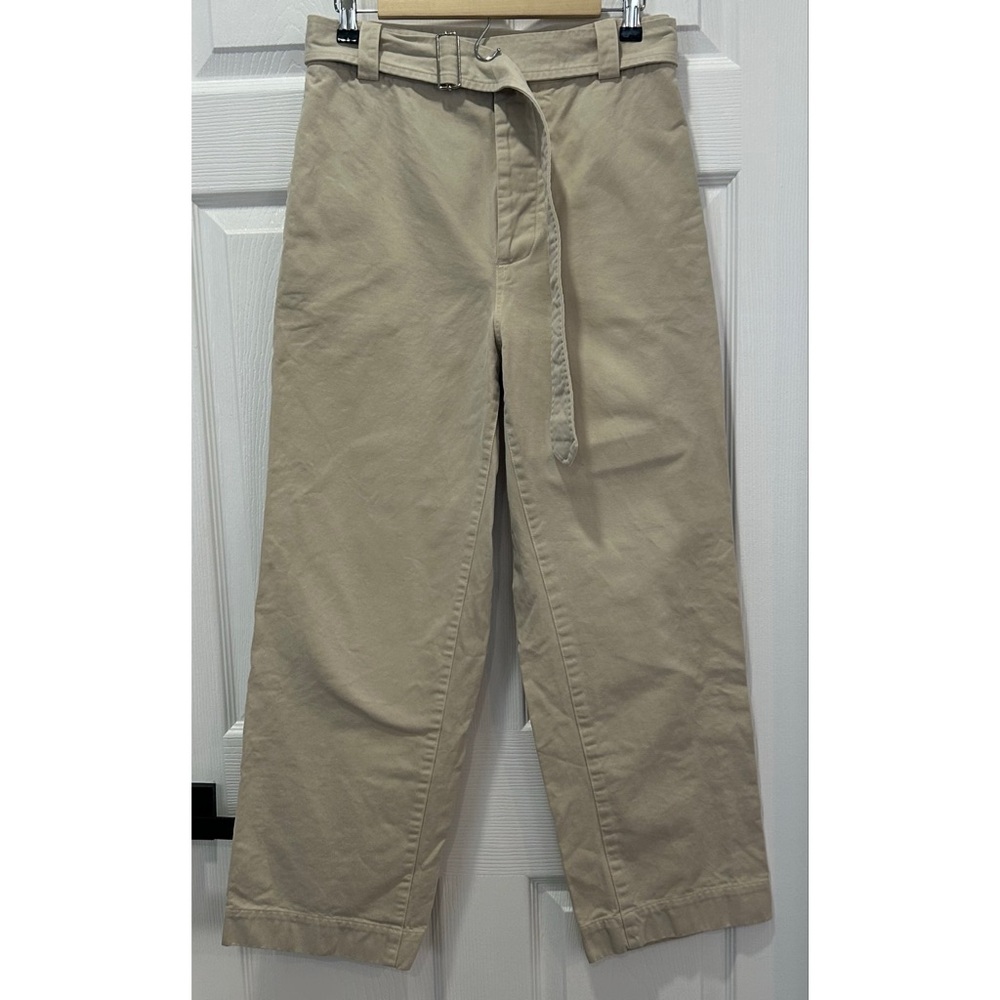 Caron Callahan Women’s High Waisted Cream Trousers With Belt Denim Size 30